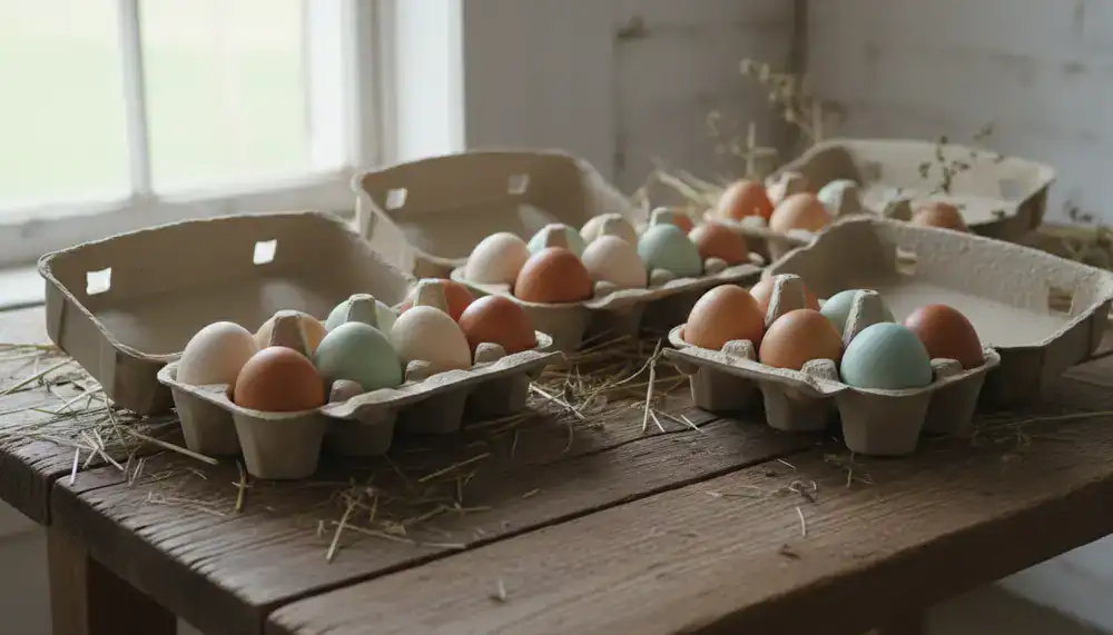 Cartons of mixed heritage eggs